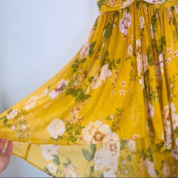 Free People Mirage yellow floral tube top flounce smocked size XS - Picture 10 of 15